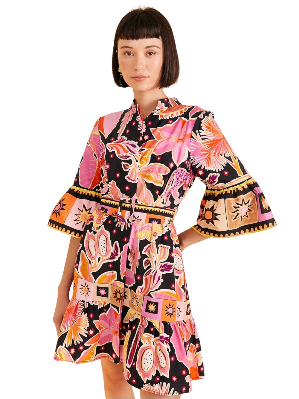 NWT FARM RIO Black Enchanted Nature Mini Dress
